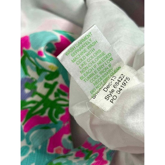 Lilly Pulitzer Floral Shift Dress Women Med Pink Turquoise Cotton Coastal Preppy - Picture 6 of 12